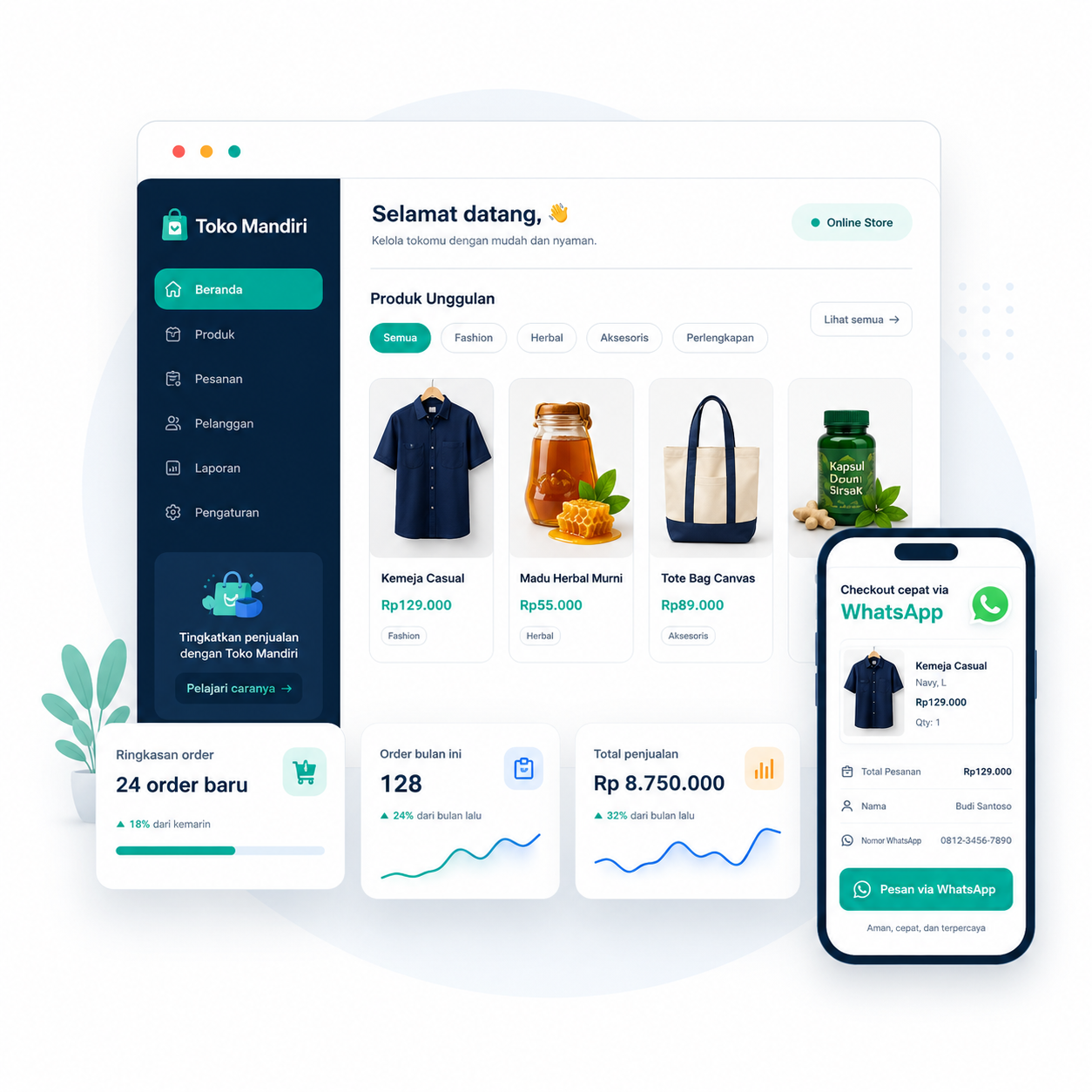 Mockup website toko online Toko Mandiri